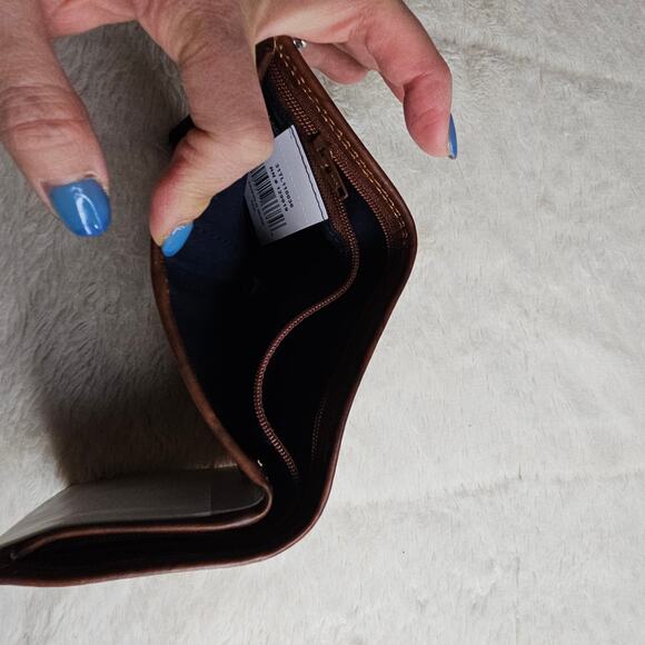 Tommy Hillfiger Men's Brown Swril Look leather wallet Used once Soft India made - Picture 9 of 10